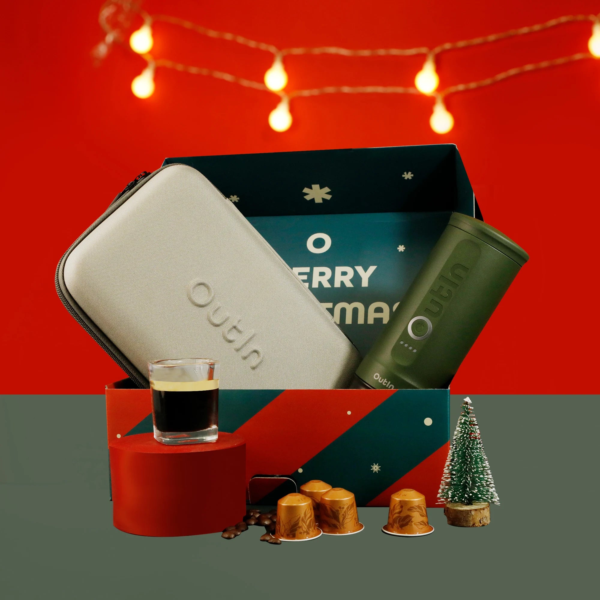 Caixa de presente de café expresso de Natal