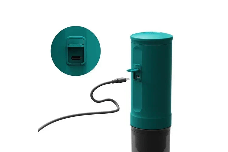 Portable coffee maker with USB C charging port