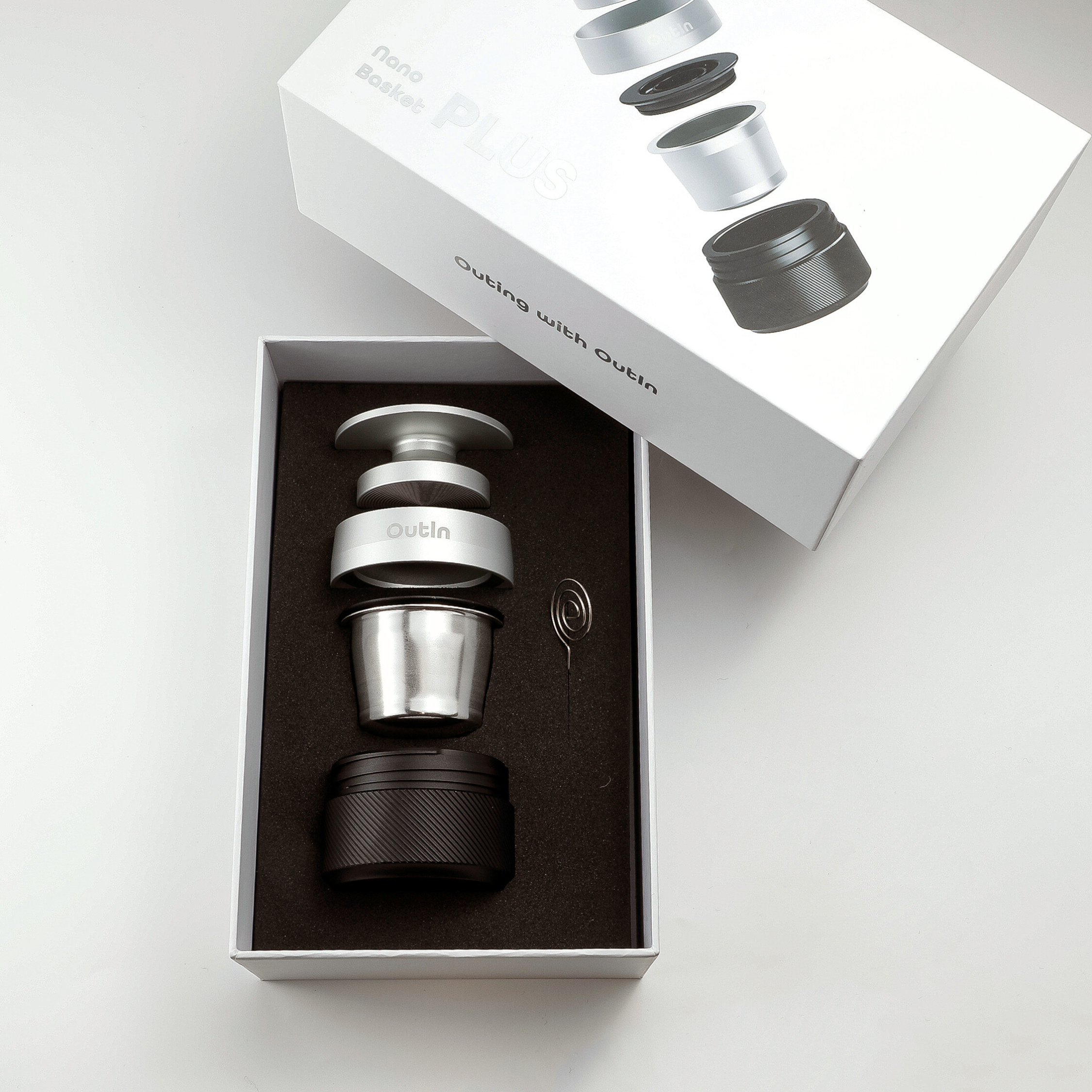 outin nano Basket Plus コーヒースタンド 3点セット Nano Basket Plus | Pro Double Shot Filter Kit (16-18g) with