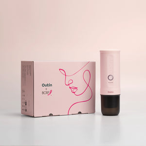 Outin and BCRF Espresso Gift Set featuring Rose Quartz Nano machine