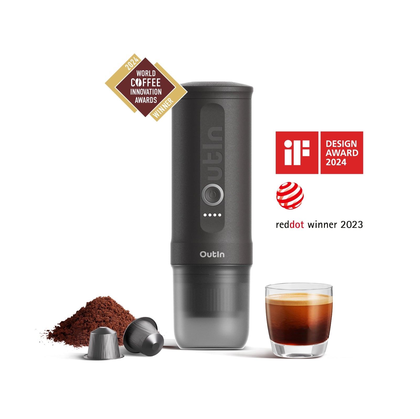 Nano Portable Espresso Machine with accessories.