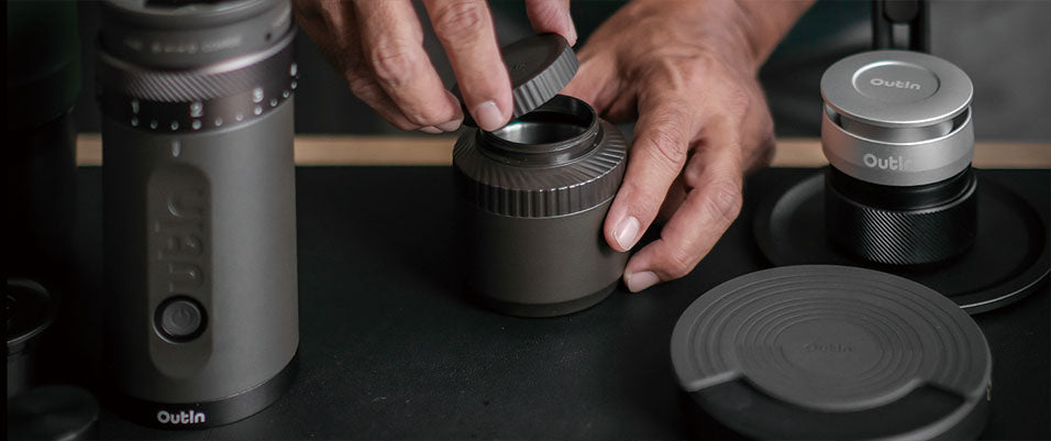 OutIn Fino coffee setup with drinkware
