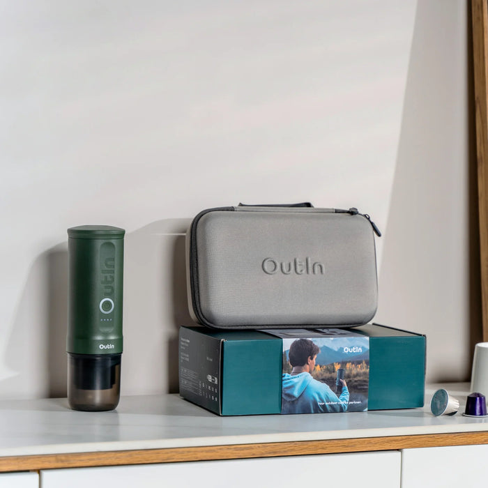 Outin Box OutIn Forest Green Espresso Gift Set | 20 Bar Portable Machine & Case