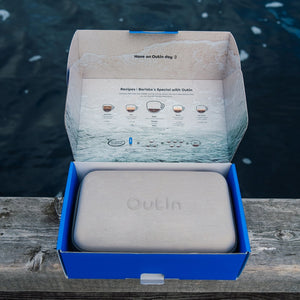 Ocean Blue Nano Portable Espresso Machine Set in a packaging box, showcasing its protective case.