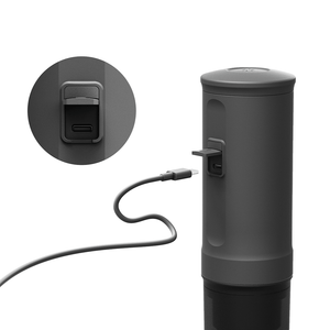 USB-C charging port on Space Grey Nano Portable Espresso Machine